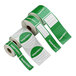 A group of rolls of TamperSafe green and white labels with customizable text.