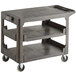 Lavex Industrial Large Black 3-Shelf Utility Cart with Flat Top and Built-In Tool Compartment - 44" x 25 1/4" x 32 1/4" Main Thumbnail 3