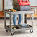Lavex Industrial Large Gray 2-Shelf Utility Cart - 40 3/4" x 25 1/2" x 33 1/2" Main Thumbnail 1