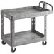 Lavex Industrial Large Gray 2-Shelf Utility Cart with Ergonomic Handle and Built-In Tool Compartments - 43 1/8" x 24 5/8" x 38 1/8" Main Thumbnail 3