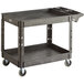 Lavex Industrial Large Black 2-Shelf Utility Cart with Premium Handle and Built-In Tool Compartments - 46 3/4" x 25 1/2" x 33 1/2" Main Thumbnail 3