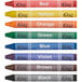 A row of Choice bulk crayons in assorted colors with a yellow label.