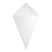 A white square cardboard fry cone designed for serving snacks.
