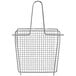 A stainless steel wire basket divider with handles.