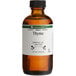 A brown LorAnn Oils bottle with a white label for 4 fl. oz. of All-Natural Thyme Super Strength Flavor.