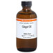 A brown bottle of LorAnn Oils 4 fl. oz. All-Natural Ginger Super Strength Flavor with a white label.