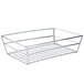 An American Metalcraft rectangular chrome grid basket with a wire rack.