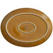A brown oval porcelain platter with a white rim.