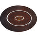 A brown oval porcelain platter with a gold design.