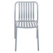 A BFM Seating Key West soft gray metal chair with vertical slats.