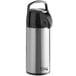 A stainless steel Choice airpot with a black lever lid.