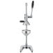 A silver stainless steel Choice Prep manual citrus juicer with black handles on a metal stand.