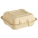 Fabri-Kal 9509824 Greenware 8" x 8" 1-Compartment Plant Fiber Blend Hinged Container - 200/Case Main Thumbnail 3