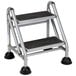A Cosco commercial rolling step ladder with two steps and rubber feet.