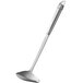 A silver ladle with a hollow stainless steel handle.