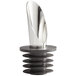 A close-up of a stainless steel American Metalcraft liquor pourer.