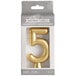 A package containing a gold 3" number 5 candle.