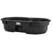 A black rectangular Rubbermaid stock container.