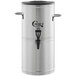 A silver metal Choice 3 gallon iced tea dispenser with a black lid.