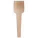 A TreeVive by EcoChoice wooden tasting spade spoon with a handle on a white background.