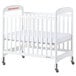 Foundations 2532120 Serenity 24" x 38" White Compact Fixed-Side Clearview Wood Crib with Adjustable Mattress Board and 3" InfaPure Mattress Main Thumbnail 1