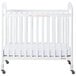 Foundations 2532120 Serenity 24" x 38" White Compact Fixed-Side Clearview Wood Crib with Adjustable Mattress Board and 3" InfaPure Mattress Main Thumbnail 2