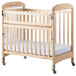 Foundations 2543040 Serenity SafeReach 24" x 38" Natural Compact Clearview / Mirror Wood Crib with Safety Access Gate, Adjustable Mattress Board, and 3" InfaPure Mattress Main Thumbnail 1