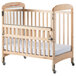Foundations 2543040 Serenity SafeReach 24" x 38" Natural Compact Clearview / Mirror Wood Crib with Safety Access Gate, Adjustable Mattress Board, and 3" InfaPure Mattress Main Thumbnail 2
