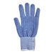 A blue Mercer Culinary Millennia Fit glove with a white band.