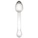 A Vollrath stainless slotted spoon with a handle.