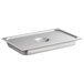 A silver CaterGator front loading food pan carrier with a stainless steel tray and a lid on it.
