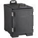 A black plastic CaterGator food pan carrier with a handle.