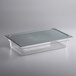 A CaterGator clear plastic food pan with a lid.