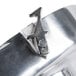A close-up of a silver metal Hobart VS9-13 slicer attachment with a bolt and the number 12 on it.