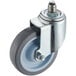 A Main Street Equipment 5" stem caster with a metal frame and screw with a blue wheel.