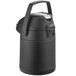 An Acopa matte black stainless steel airpot with a metal lever and handle.