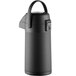 An Acopa stainless steel airpot with a black matte finish and push button.