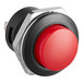 An Avantco water inlet switch with a red push button on a white background.