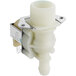An Avantco white plastic magnetic valve with metal holder.