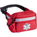 A red medical bag with a white cross and stripe.