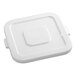 A white, square plastic lid with a raised center and side handles, designed to fit a large container.