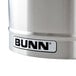 A close-up of a stainless steel Bunn 4 gallon iced tea dispenser with a lid.