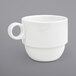 A white Front of the House Monaco porcelain coffee mug with a handle.