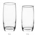 Two Acopa clear beverage glasses, one with a black rim and one with a black handle.