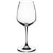 An Acopa Radiance wine glass with a stem on a white background.