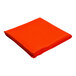 An orange Intedge round cloth table cover folded on a white background.