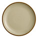 An 8 1/2 inch granite gray stoneware coupe plate with a simple, smooth design and a slightly raised rim.