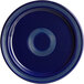 A deep sea cobalt blue plate with a spiral design in blue.