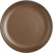 An Acopa Embers hickory brown matte coupe stoneware plate with a white background.