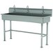Advance Tabco FS-FM-60EF 14-Gauge Stainless Steel Multi-Station Hand Sink with Tubular Legs, 8" Deep Bowl, and 3 Electronic Faucets - 60" x 19 1/2" Main Thumbnail 1